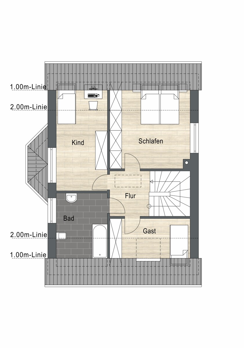 Grundriss vom OG Einfamilienhaus Kaarst
