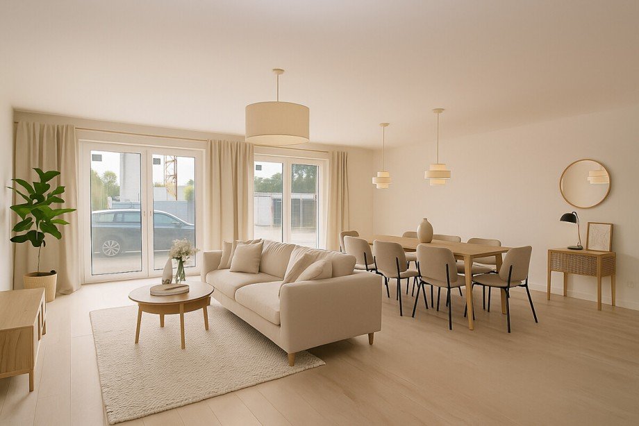 Der visualisierte Wohnbereich Erdgeschosswohnung Korschenbroich / Kleinenbroich