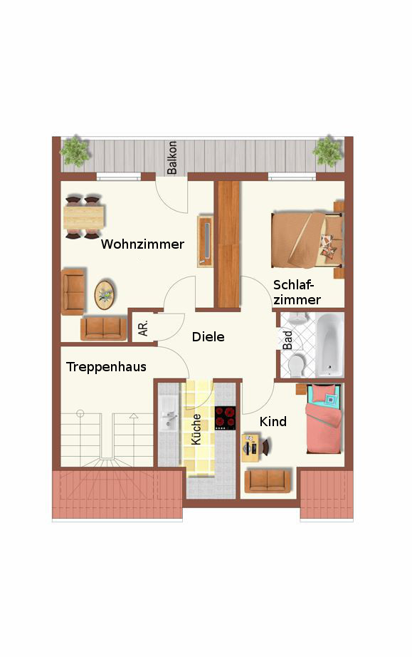 Grundriss Obergeschoss Zweifamilienhaus Korschenbroich / Kleinenbroich