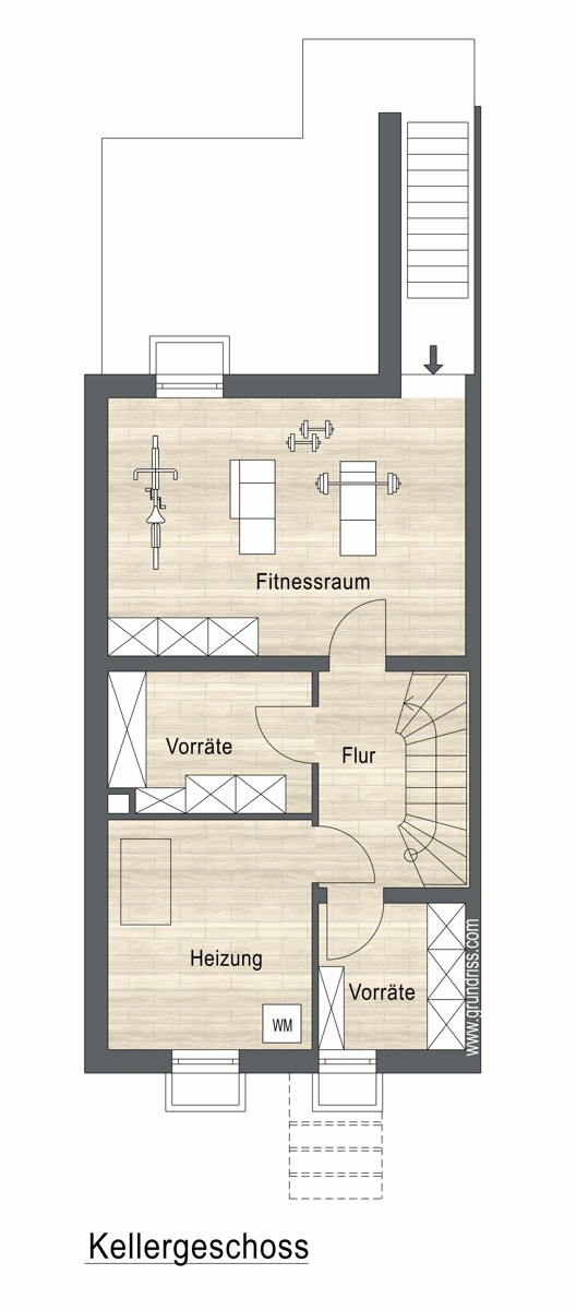 Grundriss Keller Reiheneckhaus Neuss