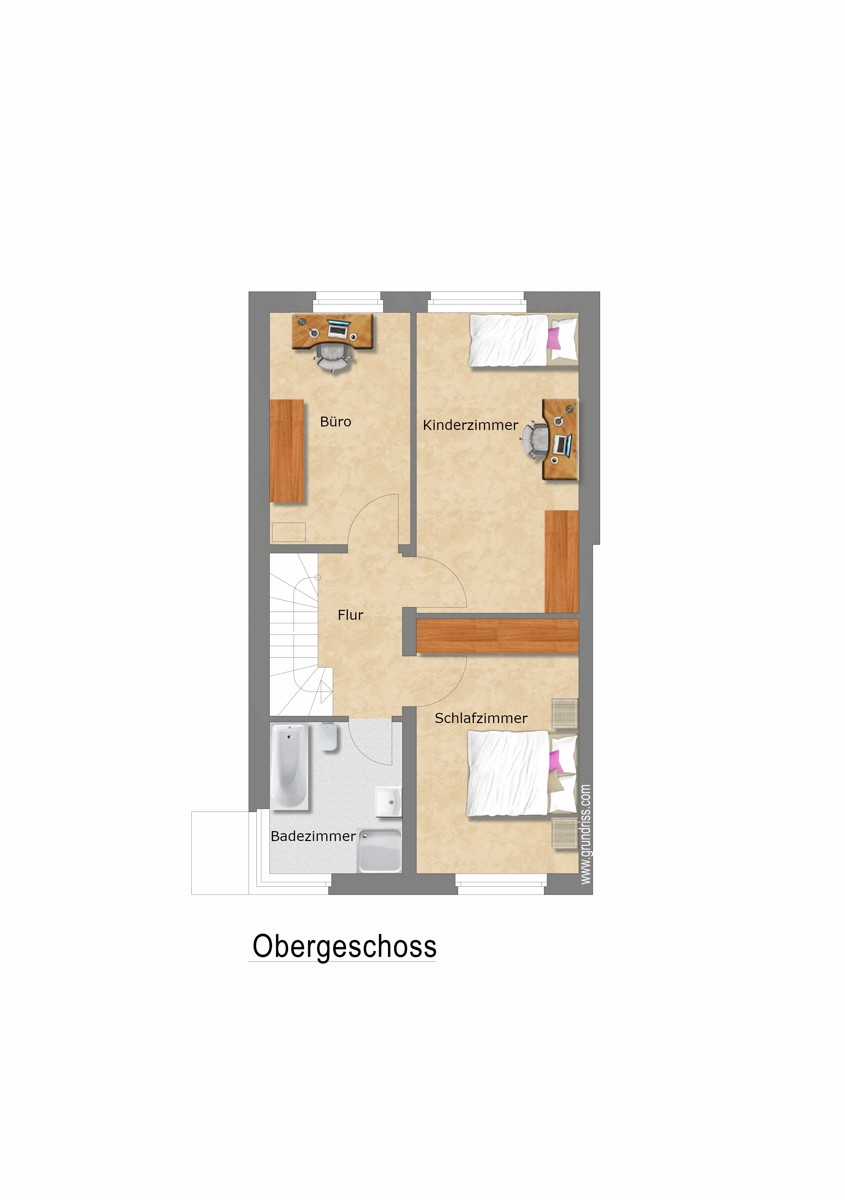 Grundriss Obergeschoss Doppelhaush�lfte M�nchengladbach / Giesenkirchen