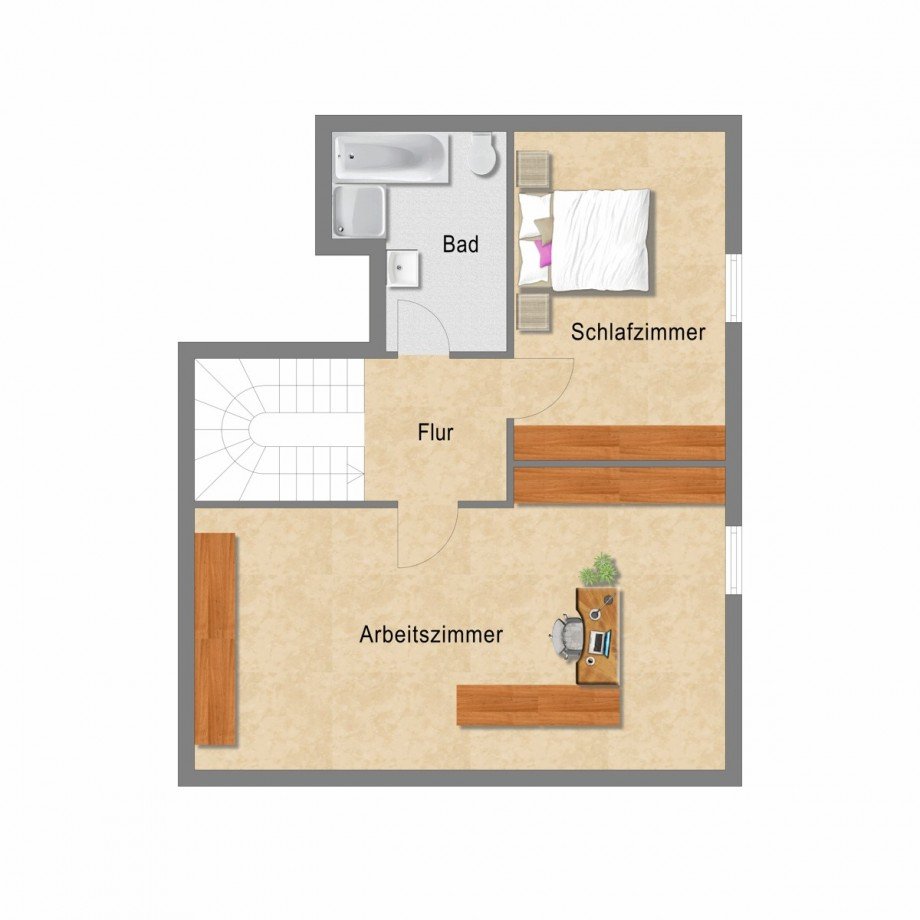 Grundriss Obergeschoss Maisonettewohnung Korschenbroich / Raderbroich
