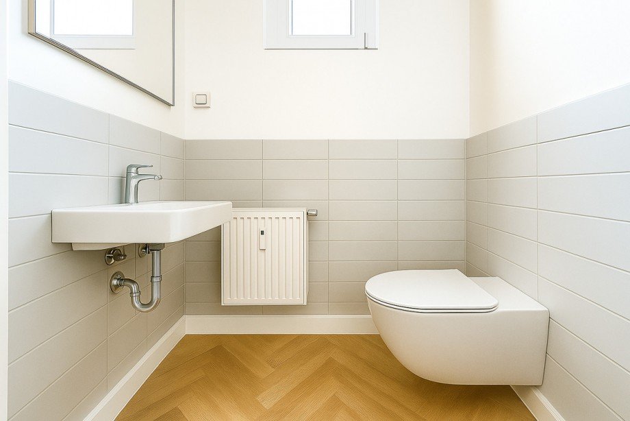 Visualisiertes Einrichtungskonzept - G�ste WC Mehrfamilienhaus Korschenbroich / Kleinenbroich