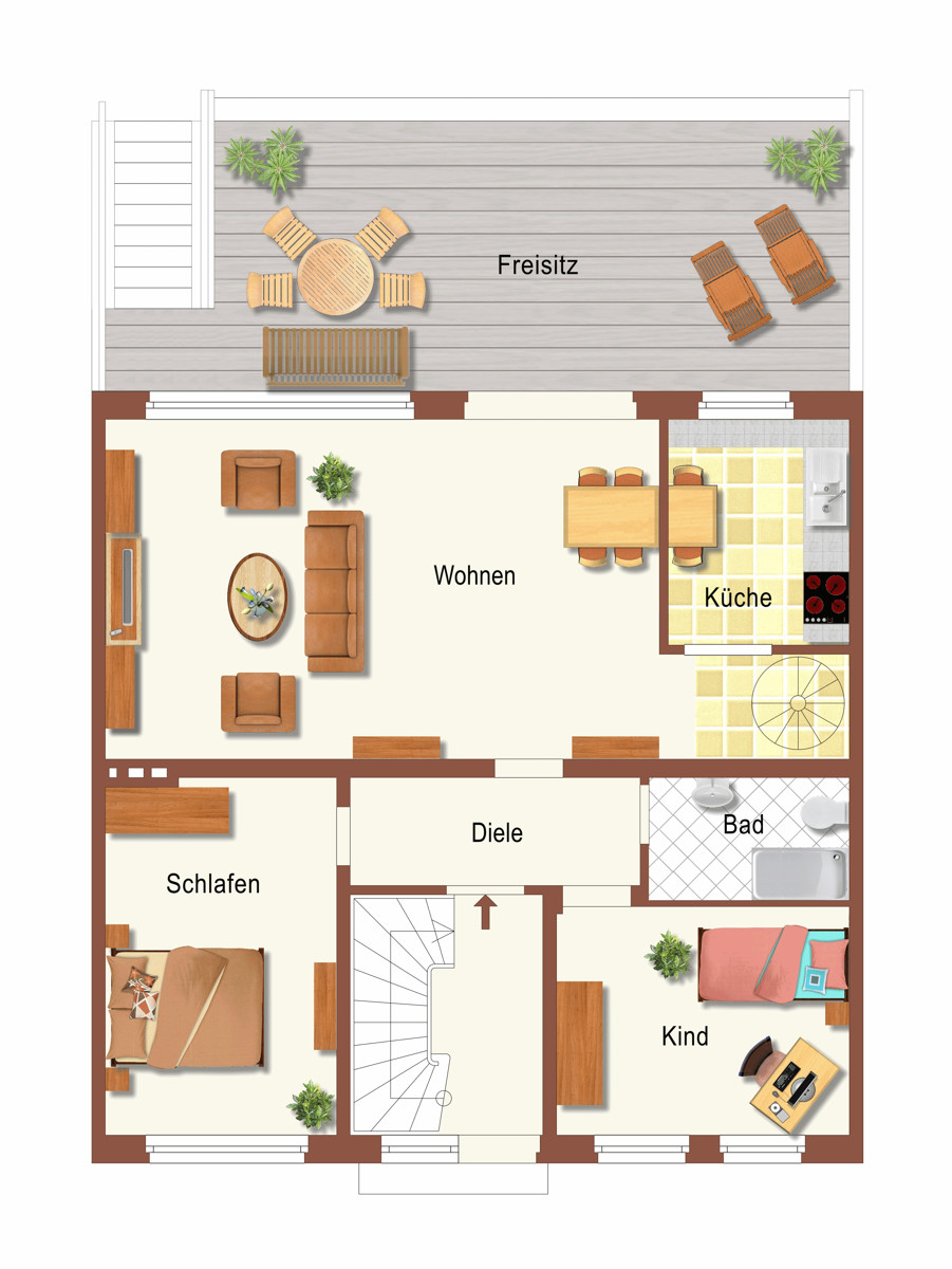 Grundriss EG Zweifamilienhaus Neuss