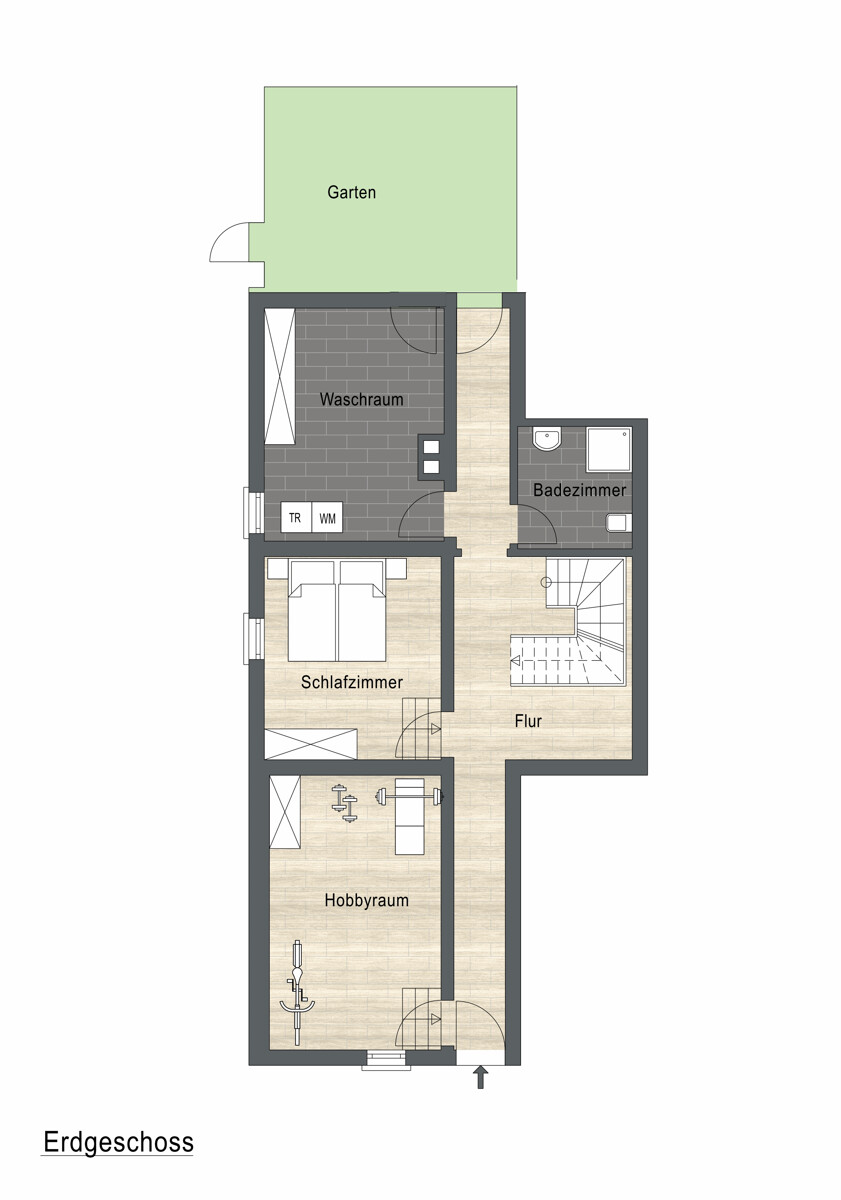 Grundriss Erdgeschoss Maisonettewohnung Korschenbroich / Kleinenbroich
