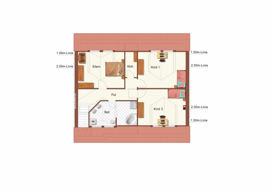 Der Grundriss Dachgeschoss Zweifamilienhaus Korschenbroich
