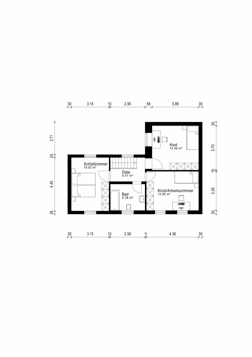 Der Grundriss OG Einfamilienhaus Korschenbroich / Steinforth