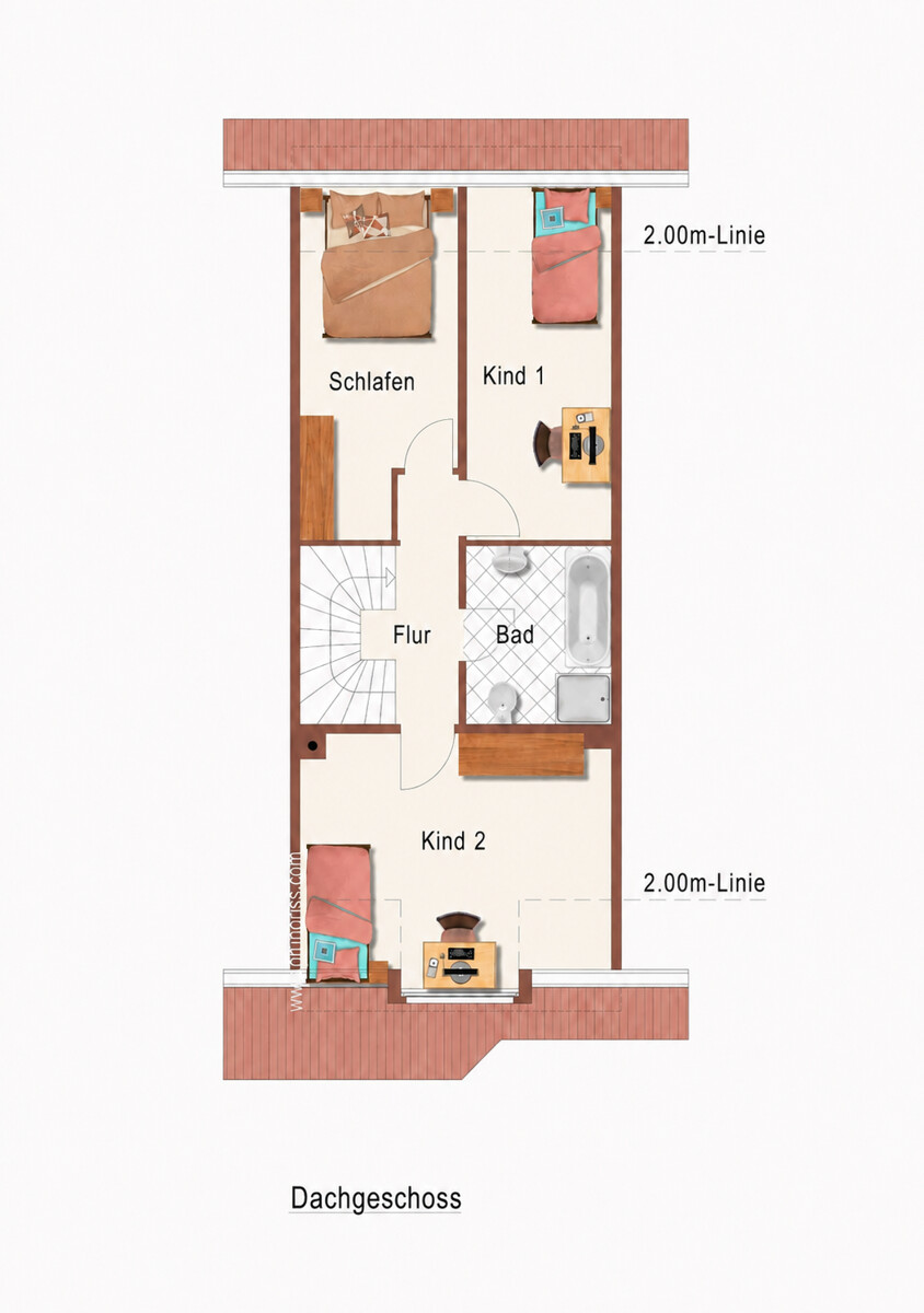 Der Grundriss OG Reihenmittelhaus Korschenbroich / Kleinenbroich