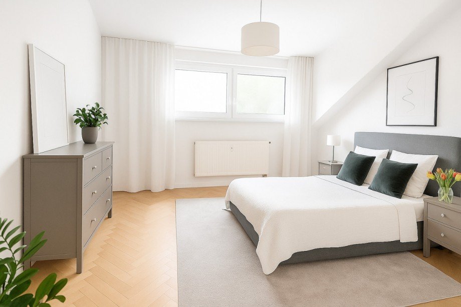 Visualisiertes Einrichtungskonzept - Schlafzimmer Mehrfamilienhaus Korschenbroich / Kleinenbroich