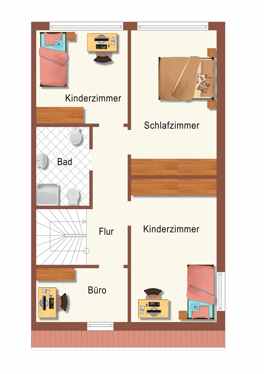 Der Grundriss Obergeschoss Doppelhaush�lfte M�nchengladbach