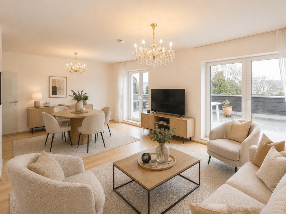 Visualisierung: Das Wohnzimmer im OG Mehrfamilienhaus M�nchengladbach