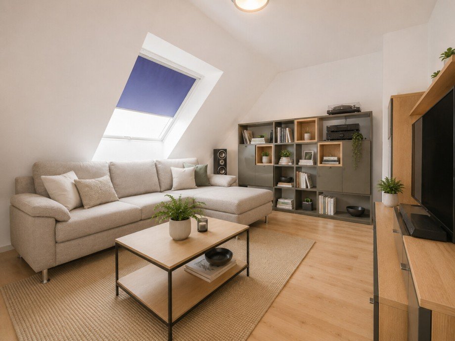 Visualisierung: Das Wohnzimmer im DG Mehrfamilienhaus M�nchengladbach