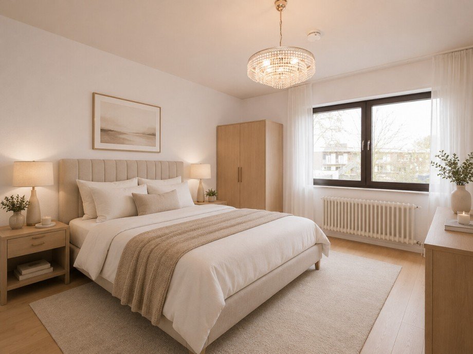 Visualisierung: Das Schlafzimmer im OG Mehrfamilienhaus M�nchengladbach