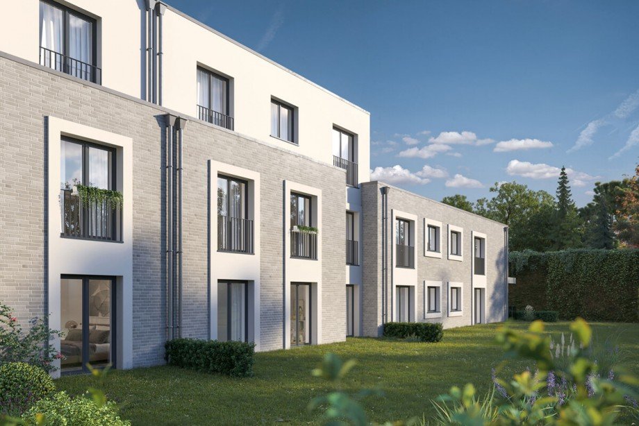 Die visualisierte Au�enansicht Erdgeschosswohnung Korschenbroich / Kleinenbroich