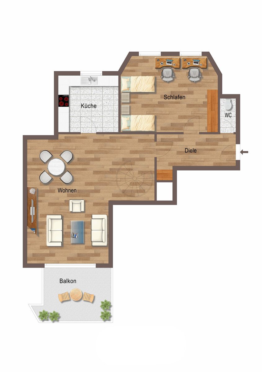Der Grundriss 1. Etage Maisonettewohnung M�nchengladbach