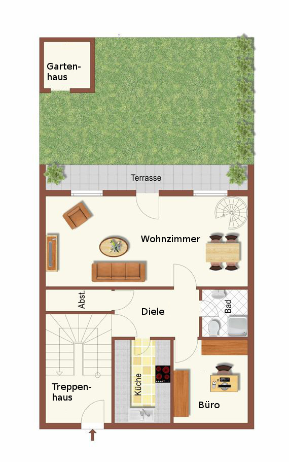 Grundriss Erdgeschoss Zweifamilienhaus Korschenbroich / Kleinenbroich