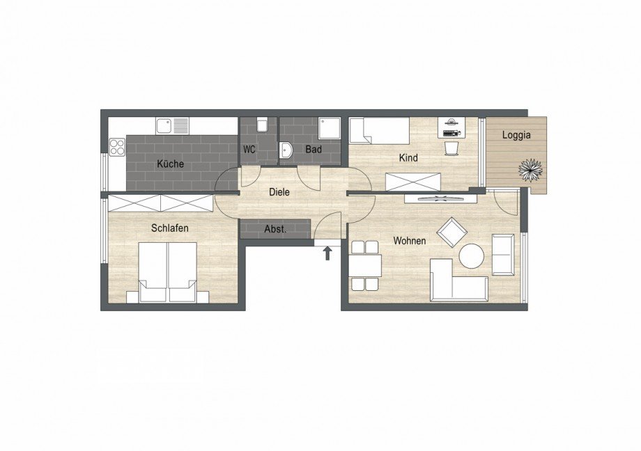 Grundriss Etagenwohnung Neuss / Allerheiligen