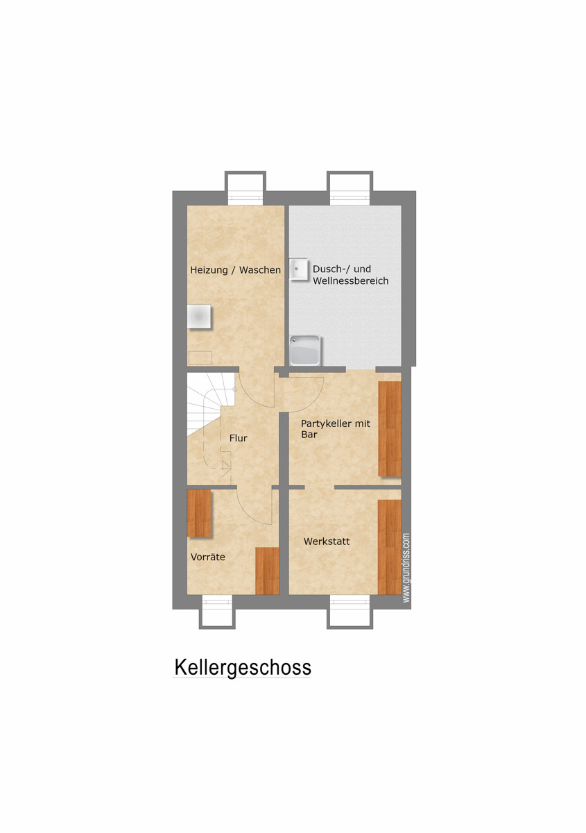 Grundriss Kellergeschoss Doppelhaush�lfte M�nchengladbach / Giesenkirchen