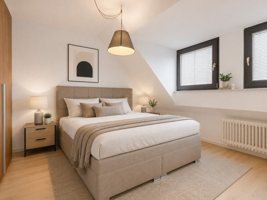Visualisierung: Das Schlafzimmer im DG Mehrfamilienhaus M�nchengladbach