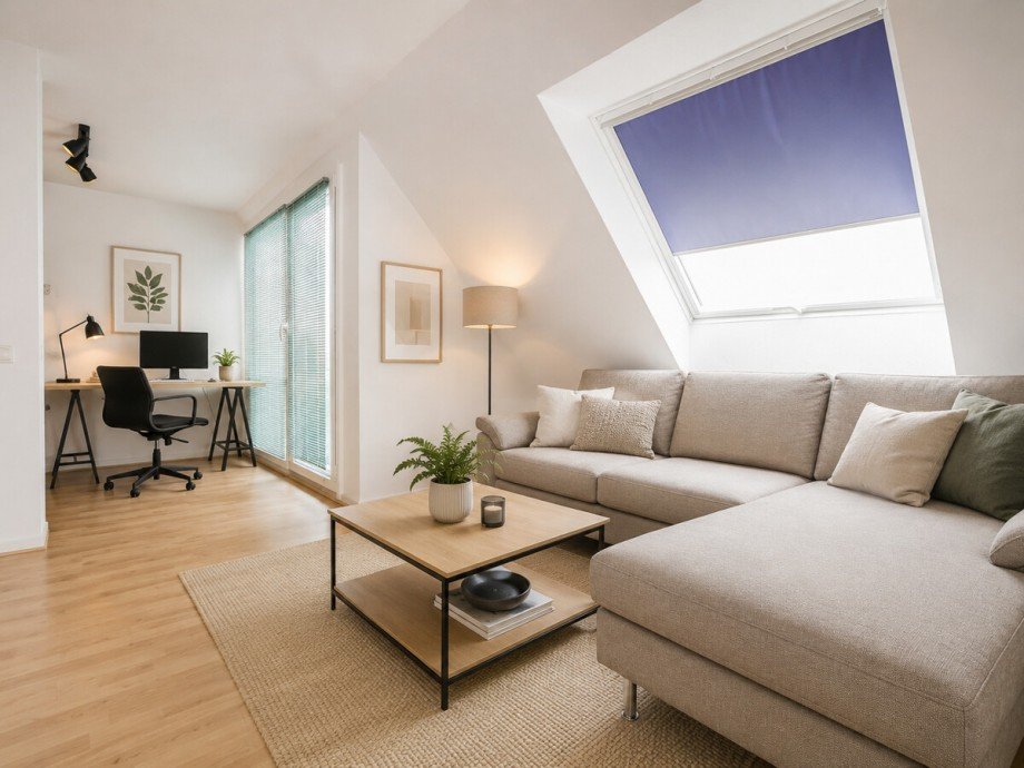 Visualisierung: Das Wohnzimmer im DG Mehrfamilienhaus M�nchengladbach