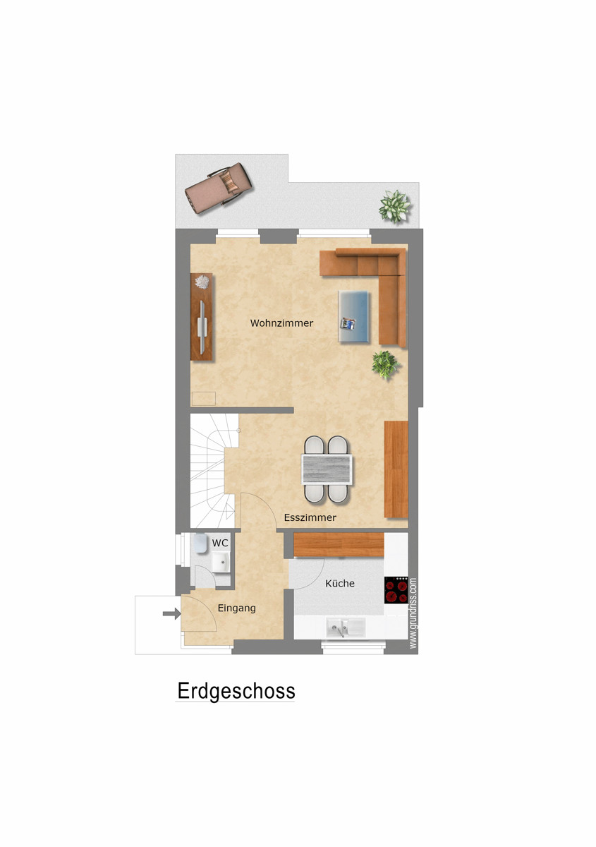 Grundriss Erdgeschoss Doppelhaush�lfte M�nchengladbach / Giesenkirchen