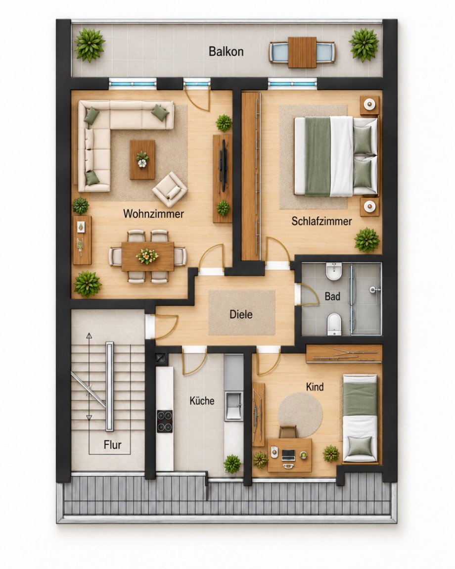 Der Grundriss OG Zweifamilienhaus Korschenbroich / Kleinenbroich
