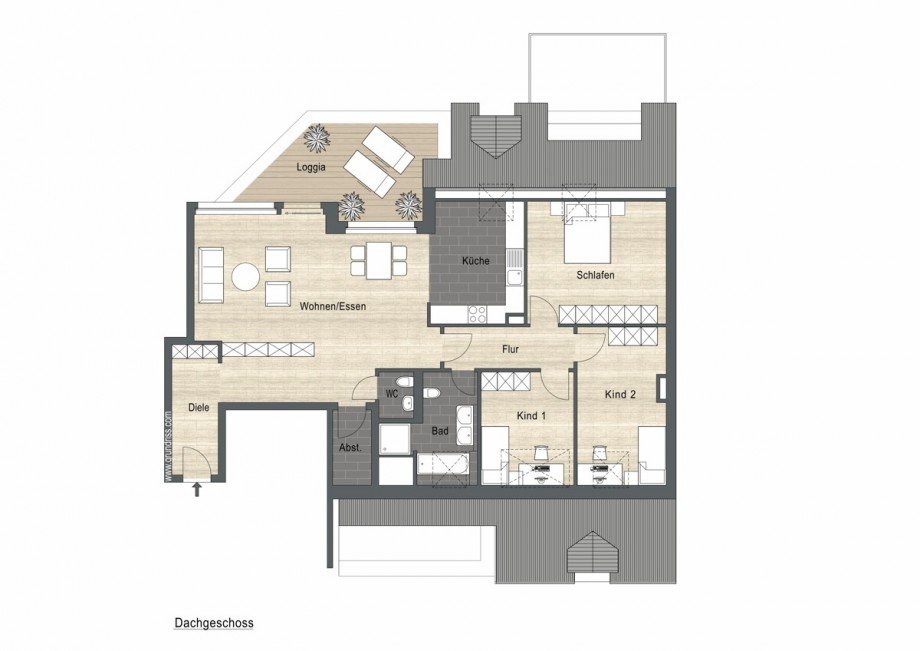 Der Grundriss Dachgeschosswohnung Korschenbroich / Glehn