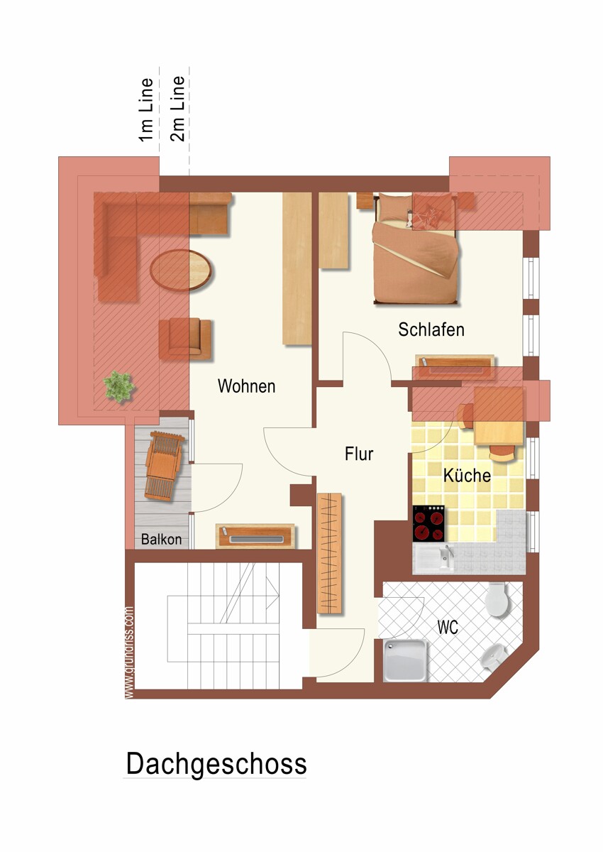 Der Grundriss: Dachgeschoss Mehrfamilienhaus M�nchengladbach