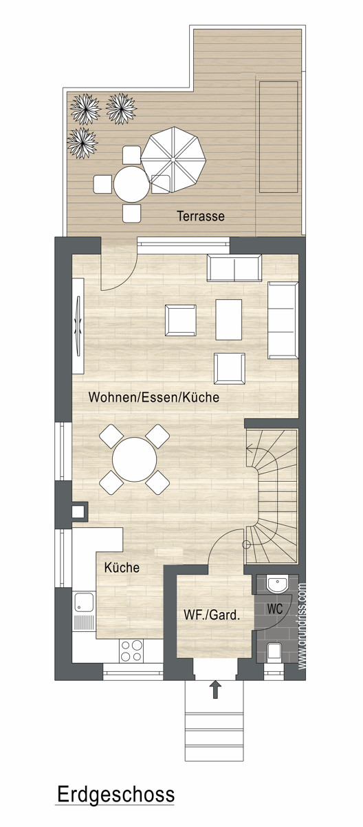 Grundriss Erdgeschoss Reiheneckhaus Neuss