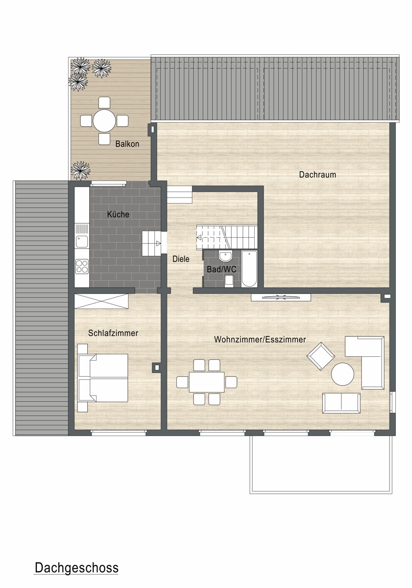 Grundriss Dachgeschoss Maisonettewohnung Korschenbroich / Kleinenbroich