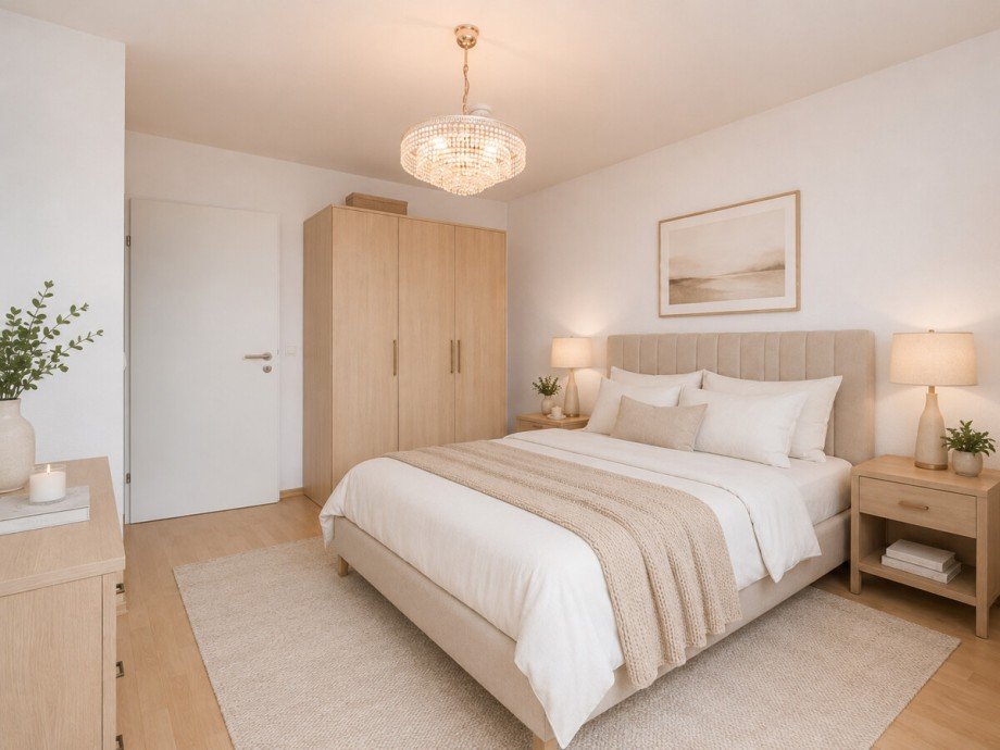 Visualisierung: Das Schlafzimmer im OG Mehrfamilienhaus M�nchengladbach