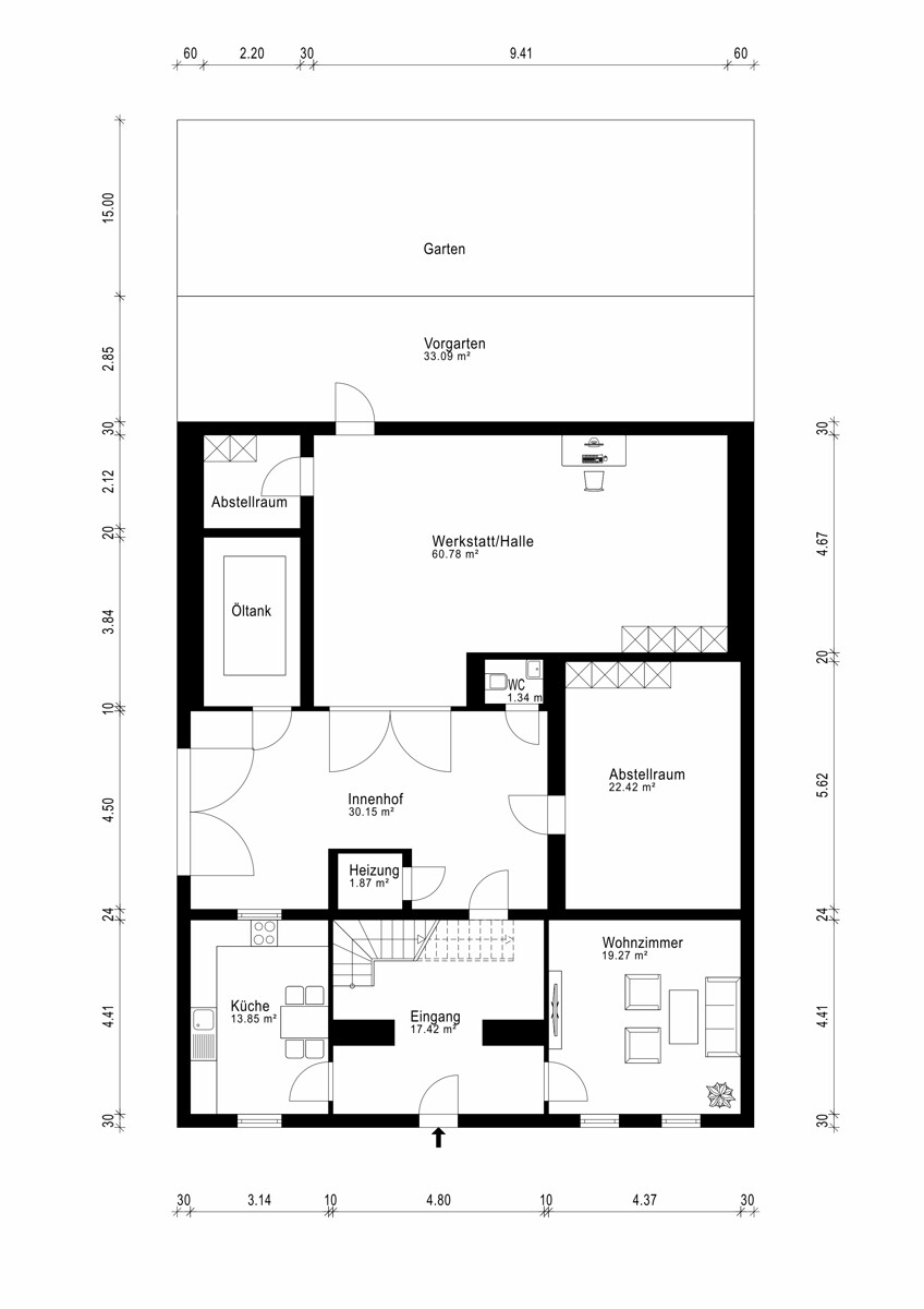 Der Grundriss EG Einfamilienhaus Korschenbroich / Steinforth