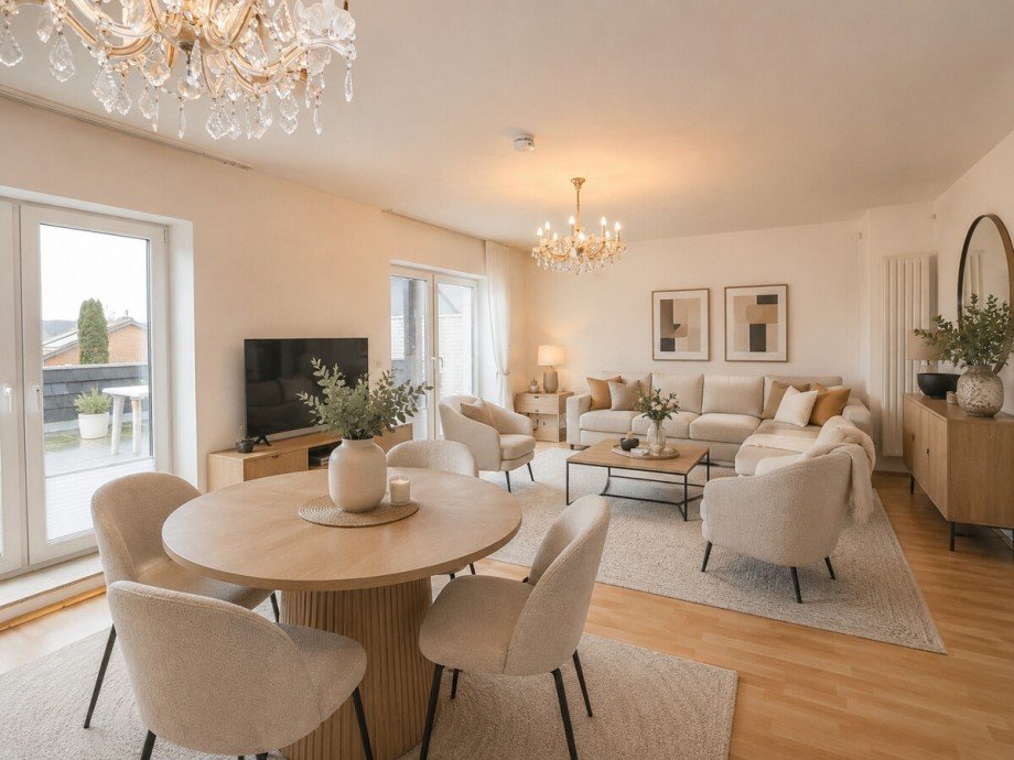 Visualisierung: Das Wohnzimmer im OG Mehrfamilienhaus M�nchengladbach