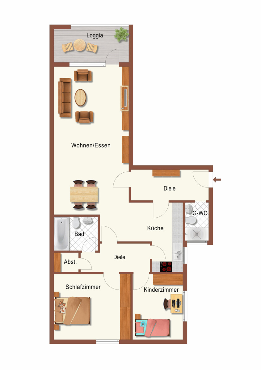 Der Grundriss Etagenwohnung Korschenbroich / Kleinenbroich
