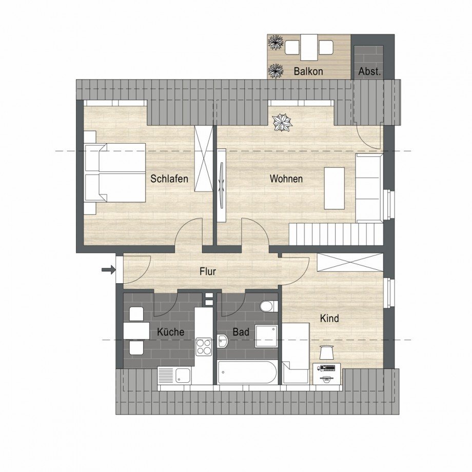 Der Grundriss OG Maisonettewohnung Korschenbroich / Glehn